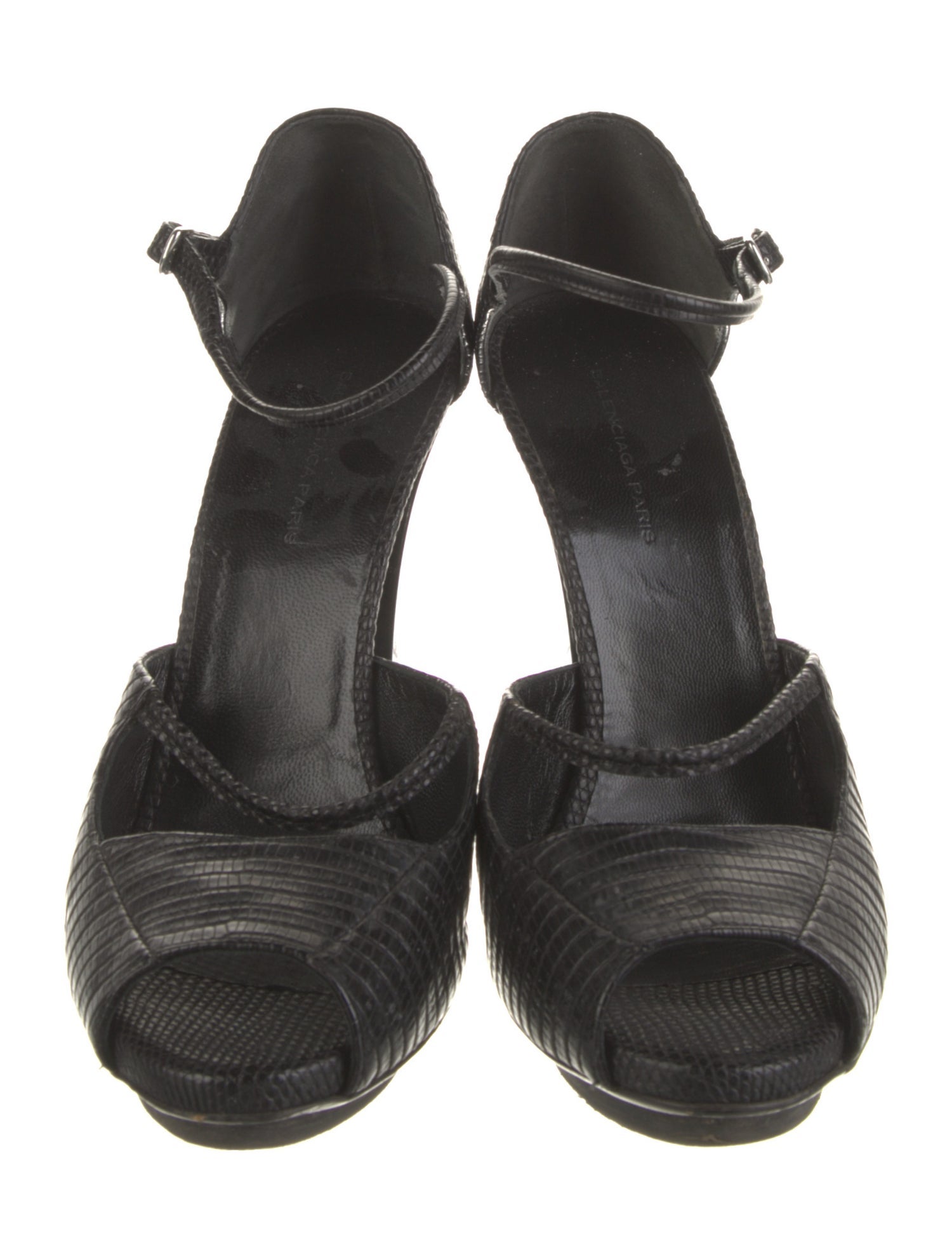 Balenciaga Leather Animal Print T-Strap Pumps